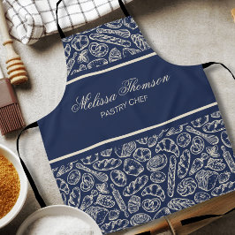 Elegant Classic Navy Blue Cake Bakery Chef エプロン