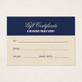 Elegant Classic Navy Blue Cake Bakery Gift Card (裏面)