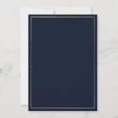 Elegant classic navy blue gold flora Save the Date 招待状 (裏面)