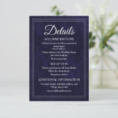 Elegant Classic Navy Blue Velvet Wedding Details エンクロージャーカード (スタンド正面)