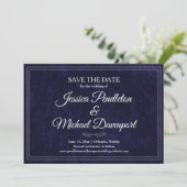 Elegant Classic Navy Blue Wedding Save Date セーブザデート (スタンド正面)