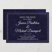 Elegant Classic Navy Blue Wedding Save Date セーブザデート (正面/裏面)