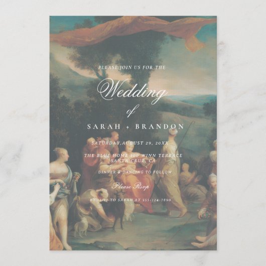 Elegant Classic Old painting Wedding 招待状 (正面)