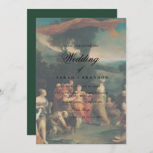 Elegant Classic Old painting Wedding 招待状 (正面/裏面)