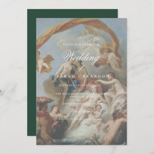 Elegant Classic Old painting Wedding 招待状 (正面/裏面)