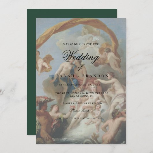 Elegant Classic Old painting Wedding 招待状 (正面/裏面)