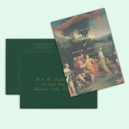 Elegant Classic Old painting Wedding 箔招待状