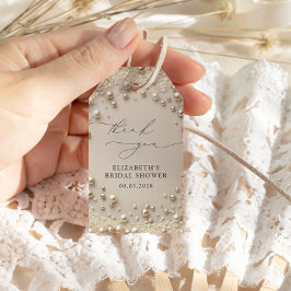 Elegant Classic Pearls Bridal Shower Favors ギフトタグ