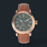 Elegant Classic Roman Numerals Typography Wedding 腕時計<br><div class="desc">Keep it classy with this stylish wrist watch with chic vintage vibes. Featuring roman numerals against a classic background of deep slate green,  the dial displays the couple's names and 'the date' in elegant typography,  and makes for a timelessly tasteful gift for your loved ones.</div>