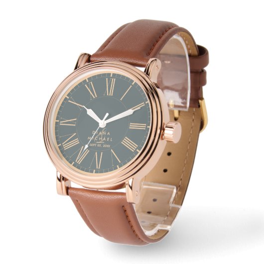 Elegant Classic Roman Numerals Typography Wedding 腕時計 (傾斜)