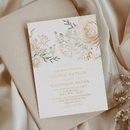 Elegant & Classic Roses Floral Garden Wedding Foil 箔招待状