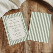 Elegant Classic Sage & Beige Striped Wedding 招待状