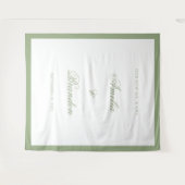 Elegant Classic Sage Green Border Wedding Backdrop タペストリー (正面(横))