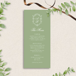 Elegant Classic Sage Green Monogram Crest Wedding メニュー