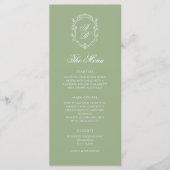 Elegant Classic Sage Green Monogram Crest Wedding メニュー (正面)