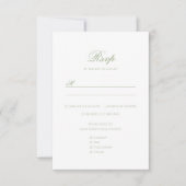 Elegant Classic Sage Green Monogram Crest Wedding 出欠カード (正面)