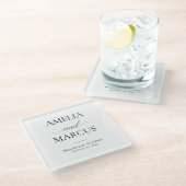 Elegant Classic Script Calligraphy Wedding ガラスコースター (アングル)