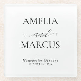 Elegant Classic Script Calligraphy Wedding ガラスコースター