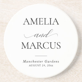 Elegant Classic Script Calligraphy Wedding コースター