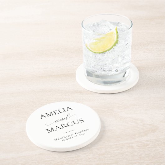 Elegant Classic Script Calligraphy Wedding コースター (側面)