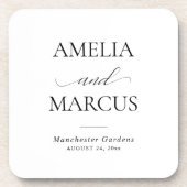 Elegant Classic Script Calligraphy Wedding コースター (正面)