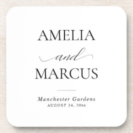 Elegant Classic Script Calligraphy Wedding コースター