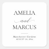 Elegant Classic Script Calligraphy Wedding スクエアシール (正面)