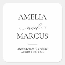 Elegant Classic Script Calligraphy Wedding スクエアシール