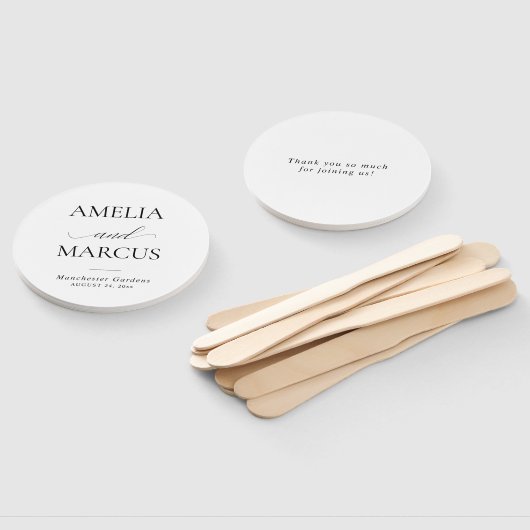 Elegant Classic Script Calligraphy Wedding ハンドファン (組立なし)