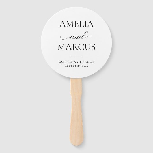 Elegant Classic Script Calligraphy Wedding ハンドファン (正面)