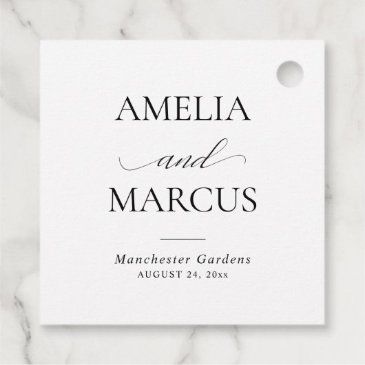 Elegant Classic Script Calligraphy Wedding フェイバータグ (裏面)