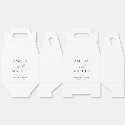 Elegant Classic Script Calligraphy Wedding フェイバーボックス (見開き)