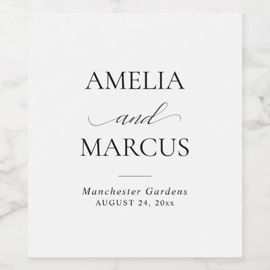 Elegant Classic Script Calligraphy Wedding ワインラベル (シングルラベル)