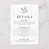 Elegant Classic Script Monogram Wedding Details エンクロージャーカード (正面)