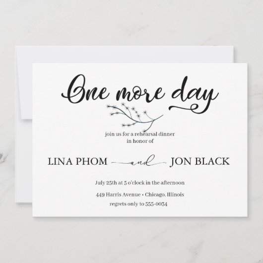 Elegant Classic Script Rehearsal Dinner Invitation 招待状 (正面)