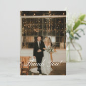 Elegant Classic Script Wedding Photo サンキューカード (スタンド正面)