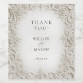 Elegant Classic Scrollwork Baroque Wedding ワインラベル (シングルラベル)