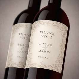 Elegant Classic Scrollwork Baroque Wedding ワインラベル