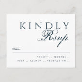 Elegant Classic Traditional Navy Blue Wedding 出欠カード (正面)