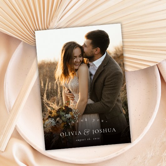 Elegant Classic Typography Single Photo Wedding サンキューカード