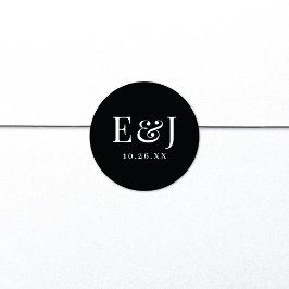 Elegant Classic Vintage Typography Black Wedding ラウンドシール