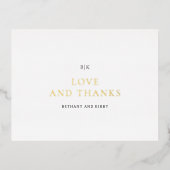 Elegant Classic Wedding Foil Thank You Card 箔招待状ポストカード (正面)