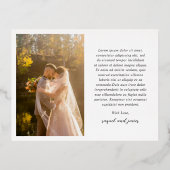 Elegant Classic Wedding Foil Thank You Card 箔招待状ポストカード (裏面)