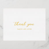 Elegant Classic Wedding Foil Thank You Card 箔招待状ポストカード (正面)