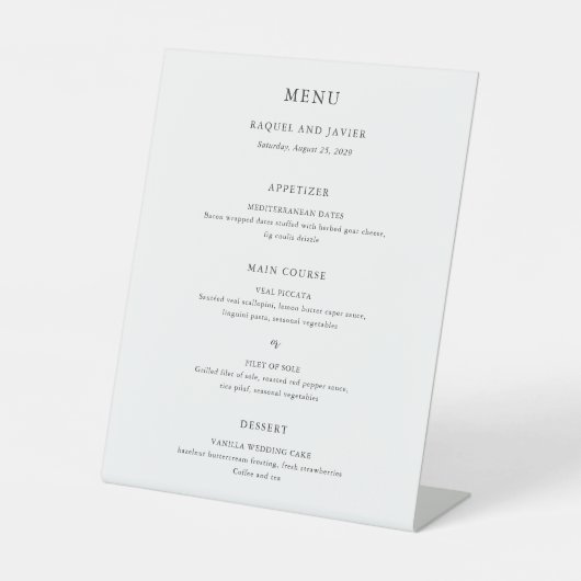 Elegant Classic Wedding Menu 台座サイン (正面)