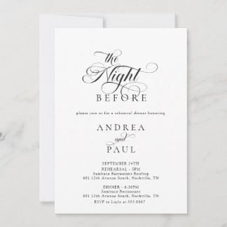 Elegant Classic Wedding Rehearsal Dinner 招待状