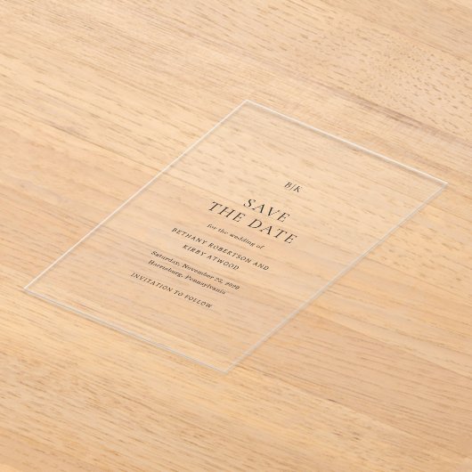Elegant Classic Wedding Save the Date アクリル招待状 (レイダウン)