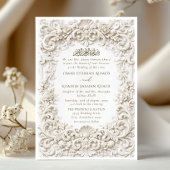 Elegant Classy Baroque Frame Islamic Wedding 招待状