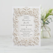 Elegant Classy Baroque Frame Nuestra Boda Wedding 招待状 (スタンド正面)