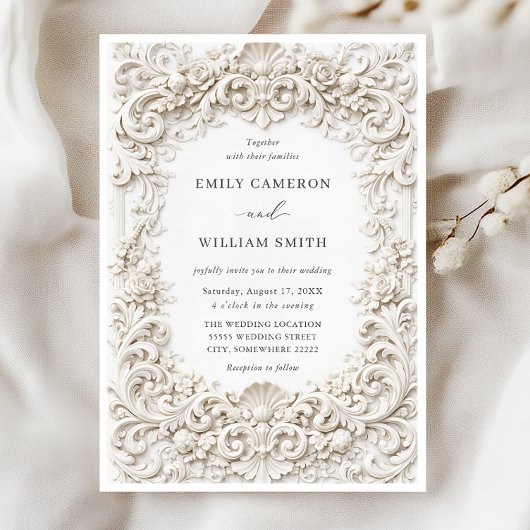 Elegant Classy Baroque Frame Wedding 招待状